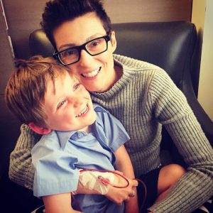 Noah Byrne and his mum