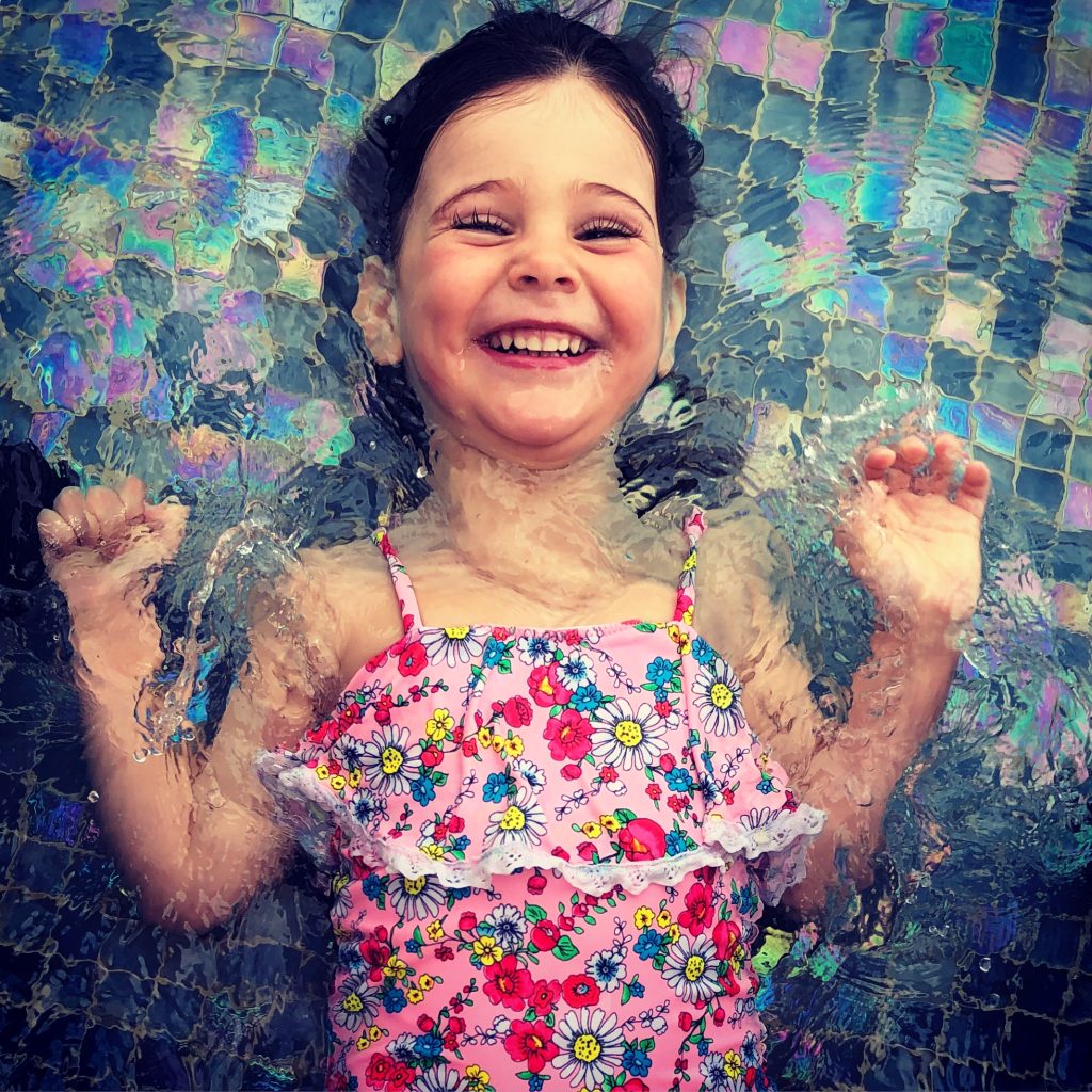 Evie in a swimming pool at Byron Bay, Elements