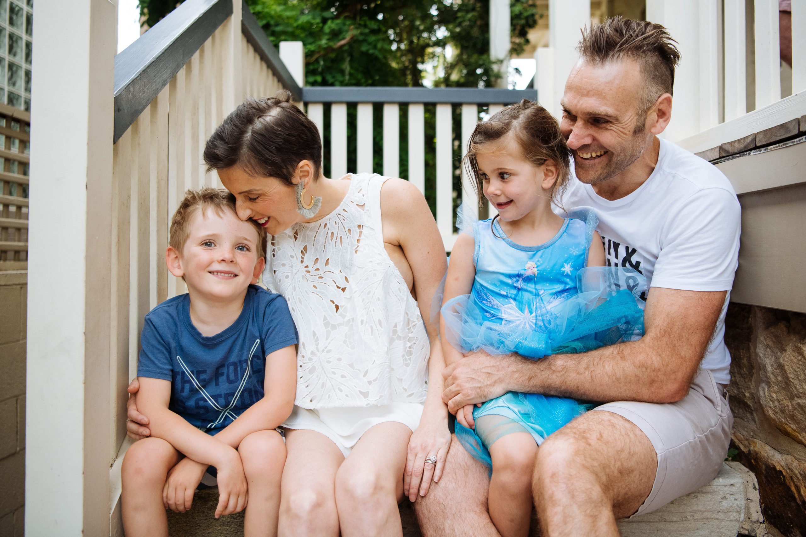 Noah, Louise, Evie and dom in Evies fourth birthday party