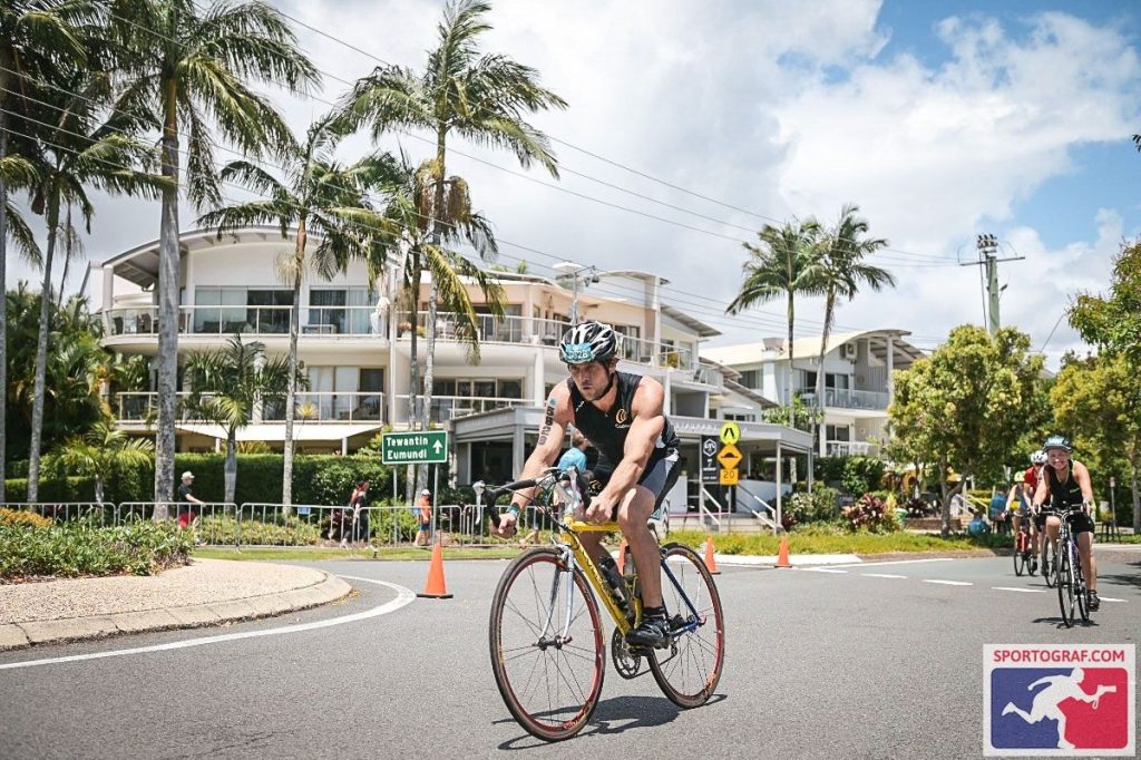 Tristan Byrne, riding in the Noosa Triathlon